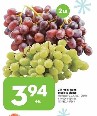 Giant Tiger 2 lb red or green seedless grapes offer