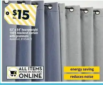 Giant Tiger 52" x 84" heavyweight 100% blackout curtain offer