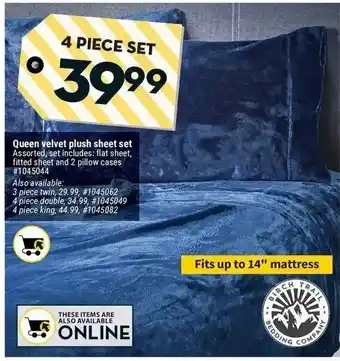 Giant Tiger Queen velvet plush sheet set offer