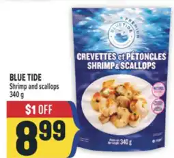 Marché Adonis BLUE TIDE Shrimp and scallops offer