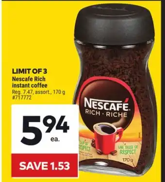 Giant Tiger Nescafe Rich instant coffee offer