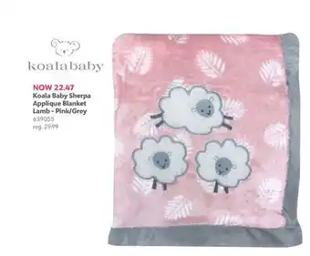 Babies 'R' Us Koala Baby Sherpa Applique Blanket Lamb - Pink/Grey offer