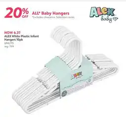 Babies 'R' Us ALEX White Plastic Infant Hangers 10pk offer