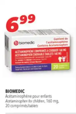 Familiprix BIOMEDIC, Acetaminophen for children, 160 mg, 20 tablets offer