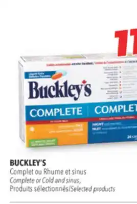 Familiprix BUCKLEY'S, Complete or Cold and sinus, Selected products offer