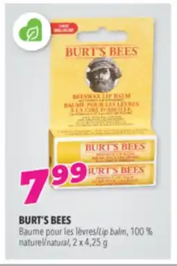 Familiprix BURT'S BEES, Lip balm, 100% natural, 2x4.25 g offer