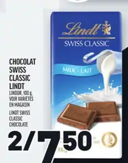 Metro CHOCOLAT SWISS CLASSIC LINDT | LINDT SWISS CLASSIC CHOCOLATE offer