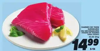 IGA FROZEN OR THAWED TUNA STEAKS offer