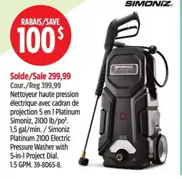 Canadian Tire Simoniz Platinum 2100 Electric Pressure Washer with 5-in-1 Project Dial offer