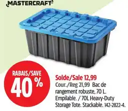 Canadian Tire Mastercraft 70L Heavy-Duty Storage Tote offer