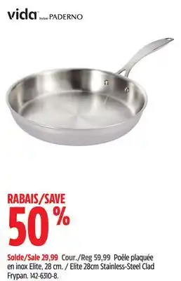 Canadian Tire Vida by PADERNO Elite 28cm Stainless-Steel Clad Frypan offer