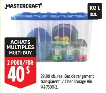 Canadian Tire Mastercraft Clear Storage Bin offer