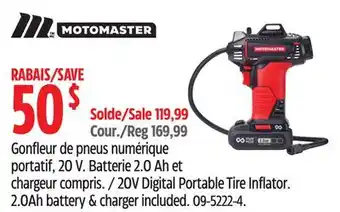 Canadian Tire MotoMaster 20V Digital Portable Tire Inflator offer