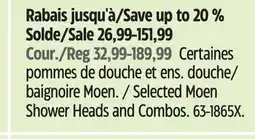 Canadian Tire Selected Moen Shower Heads and Combos offer