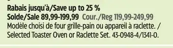 Canadian Tire Heritage Selected Toaster Oven or Raclette Set offer