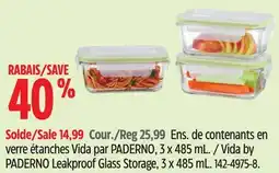 Canadian Tire Vida by PADERNO Leakproof Glass Storage, 3 x 485 mL offer