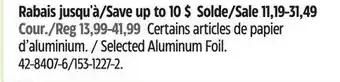 Canadian Tire Handi-Foil Selected Aluminum Foil offer