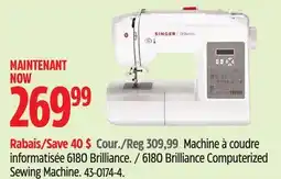 Canadian Tire Singer 6180 Brilliance Computerized Sewing Machine offer