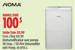 Canadian Tire NOMA 50-Pint Dehumidifier with Pump offer