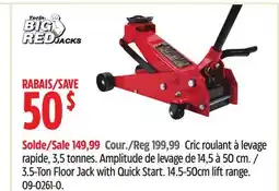 Canadian Tire Big Red 3.5-Ton Floor Jack with Quick Start. 14.5-50cm lift range offer