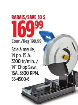 Canadian Tire Mastercraft 14˝ Chop Saw. 15A. 3300 RPM offer