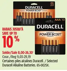 Canadian Tire Duracell Selected Duracell Alkaline Batteries offer