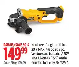 Canadian Tire DEWALT 20V MAX Li-Ion 41h & 5 Angle Grinder offer