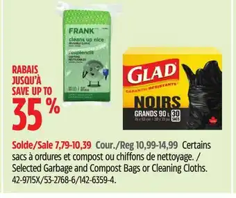 Canadian Tire Selected Garbage and Compost Bags or Cleaning Cloths offer