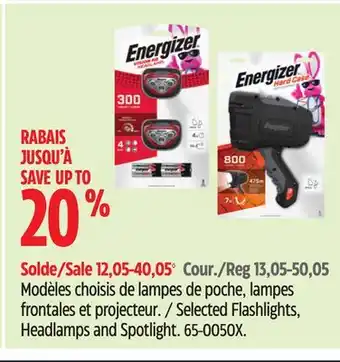 Canadian Tire Energizer Selected Flashlights, Headlamps and Spotlight offer