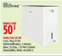 Canadian Tire For Living 22-Pint 2-Speed Dehumidifier, White offer