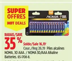 Canadian Tire NOMA 30/AAA Alkaline Batteries offer