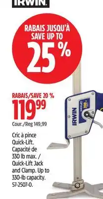 Canadian Tire Irwin Quick-Lift Jack and Clamp offer