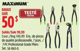 Canadian Tire MAXIMUM 7-Pc Professional Grade Pliers Set offer