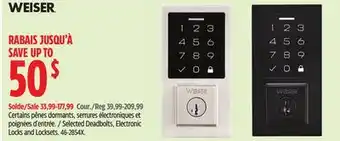 Canadian Tire Weiser Selected Deadbolts, Electronic Locks and Locksets offer