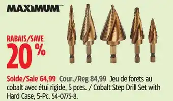 Canadian Tire MAXIMUM Cobalt Step Drill Set with Hard Case, 5-Pc offer