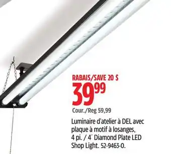 Canadian Tire NOMA 4´ Diamond Plate LED Shop Light offer