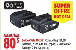 Canadian Tire 20V 4.0Ah Battery, 2-Pk offer