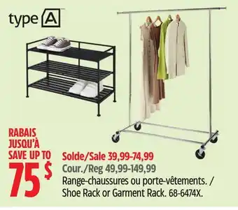 Canadian Tire TYPE A Shoe Rack or Garment Rack offer