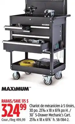 Canadian Tire MAXIMUM 30˝ 5-Drawer Mechanic's Cart offer