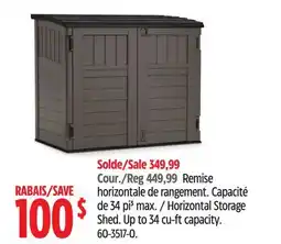 Canadian Tire Suncast Horizontal Storage Shed. Up to 34 cu-ft capacity offer