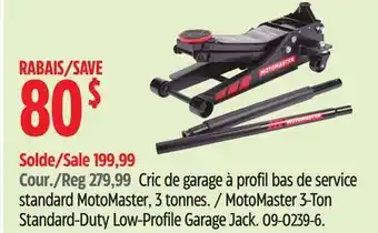 Canadian Tire MotoMaster 3-Ton Standard-Duty Low-Profile Garage Jack offer