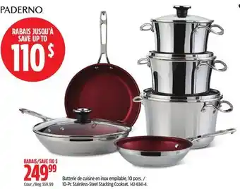 Canadian Tire Paderno 10-Pc Stainless-Steel Stacking Cookset offer