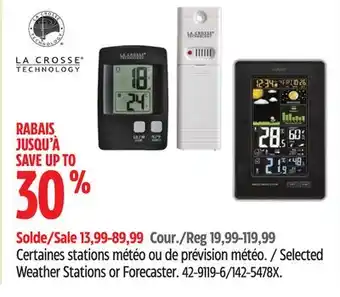 Canadian Tire La Crosse Selected Weather Stations or Forecaster offer