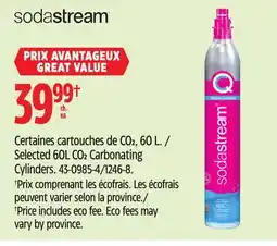 Canadian Tire Sodastream Selected 60L CO2 Carbonating Cylinders offer