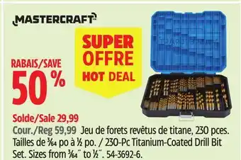 Canadian Tire Mastercraft 230-Pc Titanium-Coated Drill Bit Set offer