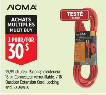 Canadian Tire NOMA 16´ Outdoor Extension Cord. Locking end offer