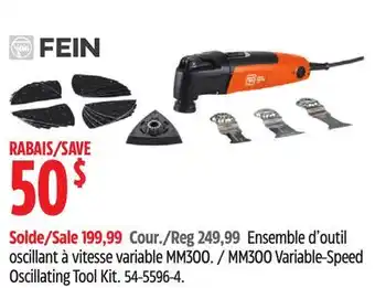 Canadian Tire FEIN MM300 Variable-Speed Oscillating Tool Kit offer