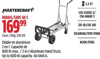 Canadian Tire Mastercraft 2-in-1 Aluminum Hand Truck. Up to 600-lb capacity offer