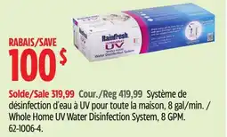 Canadian Tire Rainfresh Whole Home UV Water Disinfection System offer