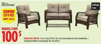 Canadian Tire For Living Sandstone Wicker Conversation Set offer